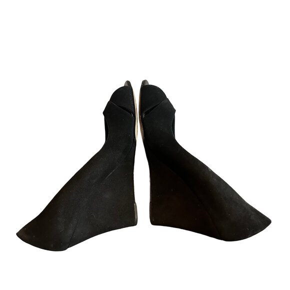 Kate Spade New York Black Peep Toe Wedge Sandals Cutout Velvet Size 6.5 Women's - Picture 7 of 11